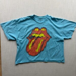 Buckle Rolling Stones Blue Graphic Cropped Tee